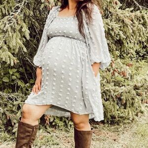 JODIFL Soft Gray Textured Maternity Mini Dress
